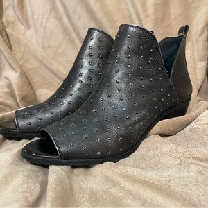 Lucky Brand Black Studded Peep-Toe Ankle Booties
